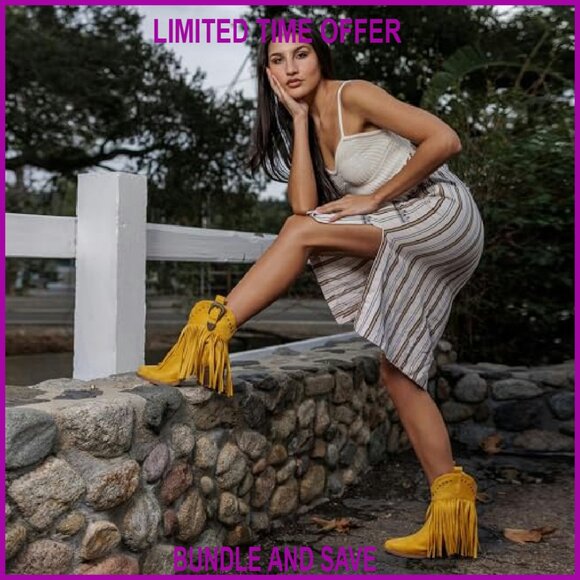 Women's Snip Toe Ankle Boots with Fringe and Studded Accents - Picture 4 of 8